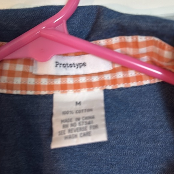 Prototype chambray denim dress tie back Pearl snap western girlie size medium - Picture 3 of 5